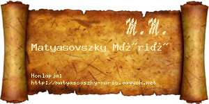 Matyasovszky Márió névjegykártya